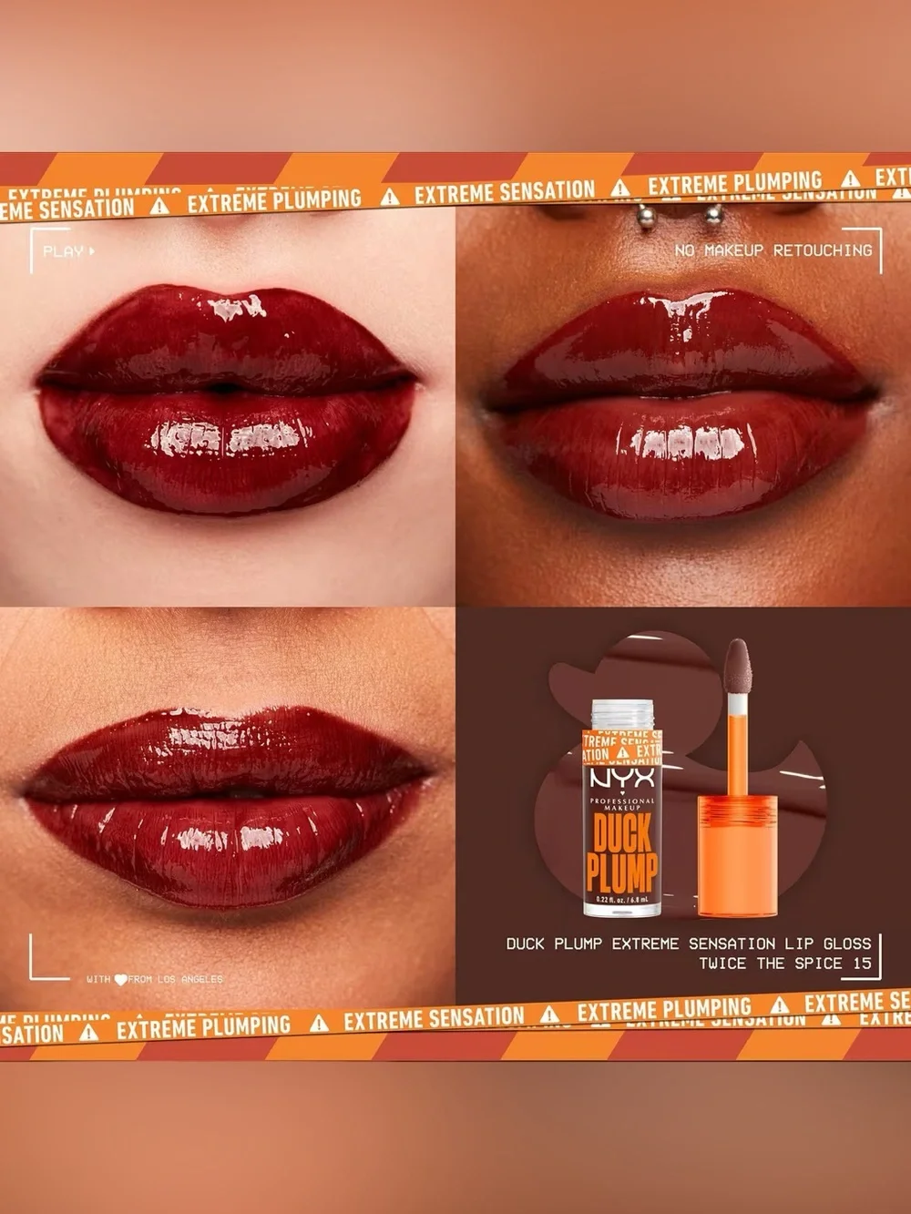 NYX Duck Plump High Pigment Lip Plumping Gloss - Twice The Spice, NEW